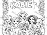 DZIEŃ KOBIET – kolorowanka do druku XXL (6 stron A4) + miniatura A4; dekoracja; gazetka