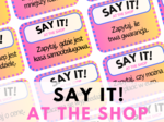 SAY IT! AT THE SHOP – 80 speaking cards – angielski na zakupach - w sklepie – karty do speakingu – lato – wakacje – wakacyjny speaking – młodzieź – dla dorosłych – mówienie –angielski