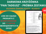 Krzyżówka z lektury „Pan Tadeusz” – darmowa próbka | Lektury obowiązkowe | Powtórka do egzaminu ósmoklasisty | darmowa krzyżówka | powtórki | egzamin ósmoklasisty