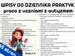 Wpisy do dziennika praktyk - praca z uczniami z autyzmem