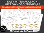 Miary kątów w trójkątach, kąty przyległe i wierzchołkowe, nierówność trójkąta. Projektant mebli. Praktyczne zastosowanie matematyki.
