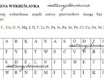Chemiczna wykreślanka z symbolami pierwiastków