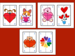 WALENTYNKI – puzzle – układanka- układanki – biblioteka – świetlica – przedszkole – 12 wersji