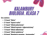 Biologia. Klasa 7. Kalambury. Gra edukacyjna. 178 haseł/pojęć dotyczących wszystkich układów narządów.