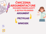 Zadania typu argumentacyjnego - argument, przykład z lektury, wniosek. Wzór + tematy do ćwiczeń