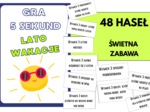 Gra „5 SEKUND – Lato i wakacje” | Gotowa zabawa/ angażująca i wakacyjna zabawy na koniec roku szkolnego+instrukcja