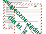 Świąteczne zadania kl. 4 karta pracy Boże Narodzenie