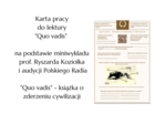 Karta pracy - "Quo vadis" - książka o zderzeniu cywilizacji
