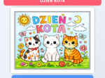DZIEŃ KOTA - plakat - kolorowanka XXL do druku - 6 kart A4 + miniatura
