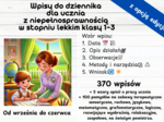 Wpisy do dziennika dla ucznia z niepełnosprawnością w stopniu lekkim klasy 1-3!