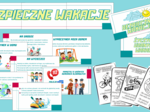 Bezpieczne wakacje - gazetka - prezentacja, napis, kolorowanki