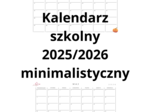 Minimalistyczny kalendarz na rok szkolny 2025/2026