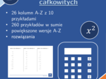 Kwadrat liczb całkowitych | matematyka | 26 kolumn