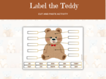 Label the Teddy - nauka Części Ciała z Pluszowym Misiem – zadania na wycinanie i przyklejanie, język angielski