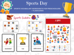 Sports Day, Olympic Games for preschoolers - karty pracy dla przedszkolaka, dzień sportu, igrzyska olimpijskie, sudoku, I spy, karty obrazkowe, flashcards, język angielski