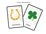 Saint Patrick for Preschoolers - Święty Patryk dla przedszkolaków - zestaw kart pracy słownictwo, sudoku, gra I Spy, labirynt, liczenie do 10, wzory, what comes next, dodatkowo karty obrazkowe