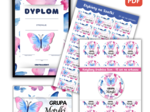 Zestaw Etykiety, Medaliony, Dyplom, Naklejka z nazwą grupy - Dla Grupy Motylki