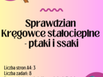 Biologia. Klasa 6.Kręgowce stałocieplne - ptaki i ssaki. Sprawdzian. Karta odpowiedzi.