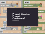 Gra planszowa PRESENT SIMPLE or PRESENT CONTINUOUS w dwóch wersjach kolorystycznych