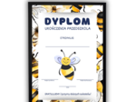 Zestaw na Zakończenie Przedszkola dla grupy pszczółki: Dyplom, plan lekcji, zakładka, tekturka, kotyliony 🩷