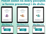 Zadania na dobry początek: Pakiet 3 kart i 3 prezentacji dla klas 4, 5-6 i 7-8 - PROMOCJA!!!
