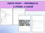 Reformacja – karta pracy, 4 strony, 8 różnorodnych zadań, powtórzenie, praca na lekcji