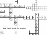 Bugs Team 2 – Unit 6 – krzyżówki – Activities/City attractions/Extra words