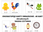 ONOMATOPEJE - KARTY OBRAZKOWE - 48 KART obrazkowych -NAUKA CZYTANIA