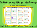 Etykiety do ogródka przedszkolnego - wersja PDF (gotowe do wydruku) oraz WORD (karta gotowa do edycji) + napis i plansza