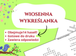 Wiosenna wykreślanka 🌸🌞 – świetlica, język polski, przyroda, biologia, godzina wychowawcza, pierwszy dzień wiosny, klasy 1-3, klasy 4-8