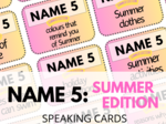 NAME 5 – SUMMER EDITION - 60 kart – speaking cards – angielski – mówienie – gra językowa – słownictwo – A1-B1 – egzamin ósmoklasisty – matura ustna