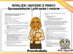 Analiza i wnioski z pracy Sprawozdanie wychowawcy grupy przedszkolnej