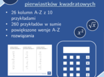 Arytmetyka kwadratów i pierwiastków kwadratowych | matematyka | 26 kolumn