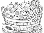 Dzień Owoców: Kosze z owocami – kolorowanki A4 (6 kart)