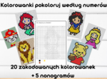 Zakodowane Postacie z Bajek - Kolorowanie według kodu/numerów - ukryte obrazki