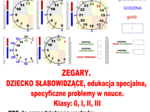 ZEGARY. DZIECKO SŁABOWIDZĄCE, edukacja specjalna, specyficzne problemy w nauce. Klasy: 0, I, II, III. PDF do samodzielnego wydruku.