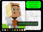Dodawanie liczb dwucyfrowych, kolorowanka matematyczna, pokoloruj według wyników dodawania, Minecraft