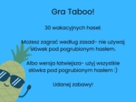 Taboo wakacyjne- 6-8 i liceum