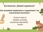 Gra terenowa, stacje zadaniowe przyroda klasa 4 "Poznajemy świat organizmów"