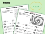 Procenty, powtórzenie wiadomości, klasa 6, karta pracy, kodowanie, Dzień Kropki