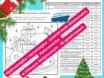 Hydrostatyka i aerostatyka - powtórzenie wiadomości. Kolorowanka w klimacie świątecznym. 20 pytań/zadań. Fizyka SP.