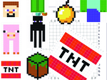 Kodowanki dla dzieci minecraft, zestaw pdf, 10 kart pracy z kodowaniem, dyktando graficzne, klasy 1-5