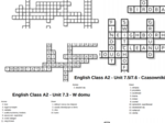 English Class A2 – Unit 7 – krzyżówki – Czasowniki złożone/Miejsca zamieszkania/W domu