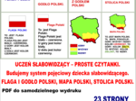 UCZEŃ SŁABOWIDZĄCY – PROSTE CZYTANKI. Budujemy system pojęciowy dziecka słabowidzącego. FLAGA I GODŁO POLSKI, MAPA POLSKI, STOLICA POLSKI.