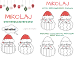 Mikołaj - wycinanki/kolorowanki