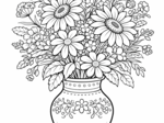 Bukiety kwiatów w wazonach - kolorowanki (6 stron) PDF do druku