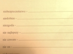 Pisownia cząstki "nie" z różnymi częściami mowy. Sprawdzian/karta pracy