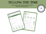 Telling the time - karta pracy, ćwiczenia, nauka czasu, podawanie godziny, język angielski, godziny pełne, półpełne, o'clock, half past. Dodatkowo mini karty obrazkowe i ze zdaniami, memory