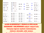 UCZEŃ SŁABOWIDZĄCY, EDUKACJA SPECJALNA.  DODAWANIE I ODEJMOWANIE małych i dużych liczb. Ćwiczymy logiczne myślenie matematyczne. Jedności, dziesiątki, setki, tysiące. Poradnik pedagogiczny, przykłady, ćwiczenia.