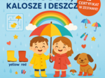 Kolorowanki: parasolki, kalosze, deszcz.
